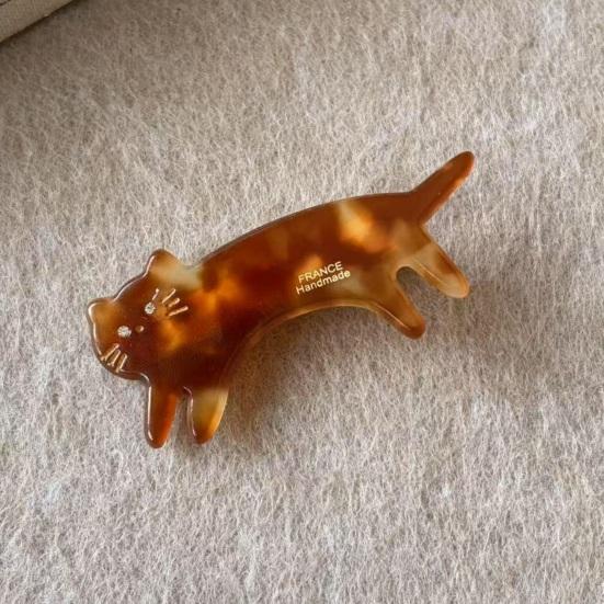 Haarspange Kraftvolle Rutschfeste Haarspange Dreidimensionale Katzenform Acetat Haarspange Haarstyling-Werkzeug Seitenpony Haaraccessoire