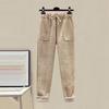 Women's Korean-Style Fleece-Lined Sweatshirt & Nine-Point Wool Pants Set