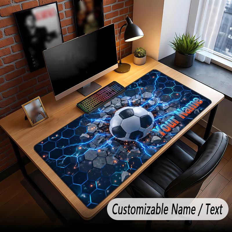 Soccer Theme Custom Mouse Pad Personalized With Name Text Customized Desk Mat For Office Home Decor