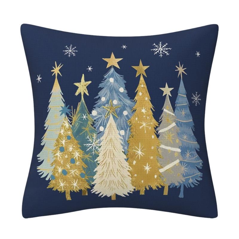 Festival Polyester Cushion Cover With Christmas Tree Designs Soft Sturdy Pillowcase For Home Decoration