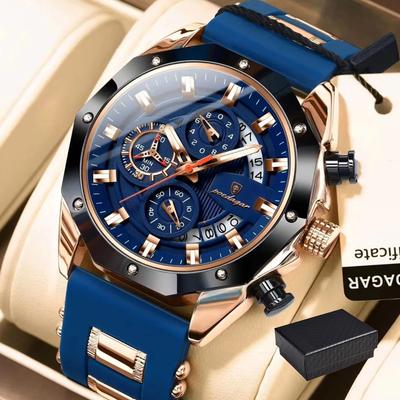 Luxury Military Men Watch Waterproof Luminous Date Sport Wristwatch Chronograph Silicone Strap Quartz Watches