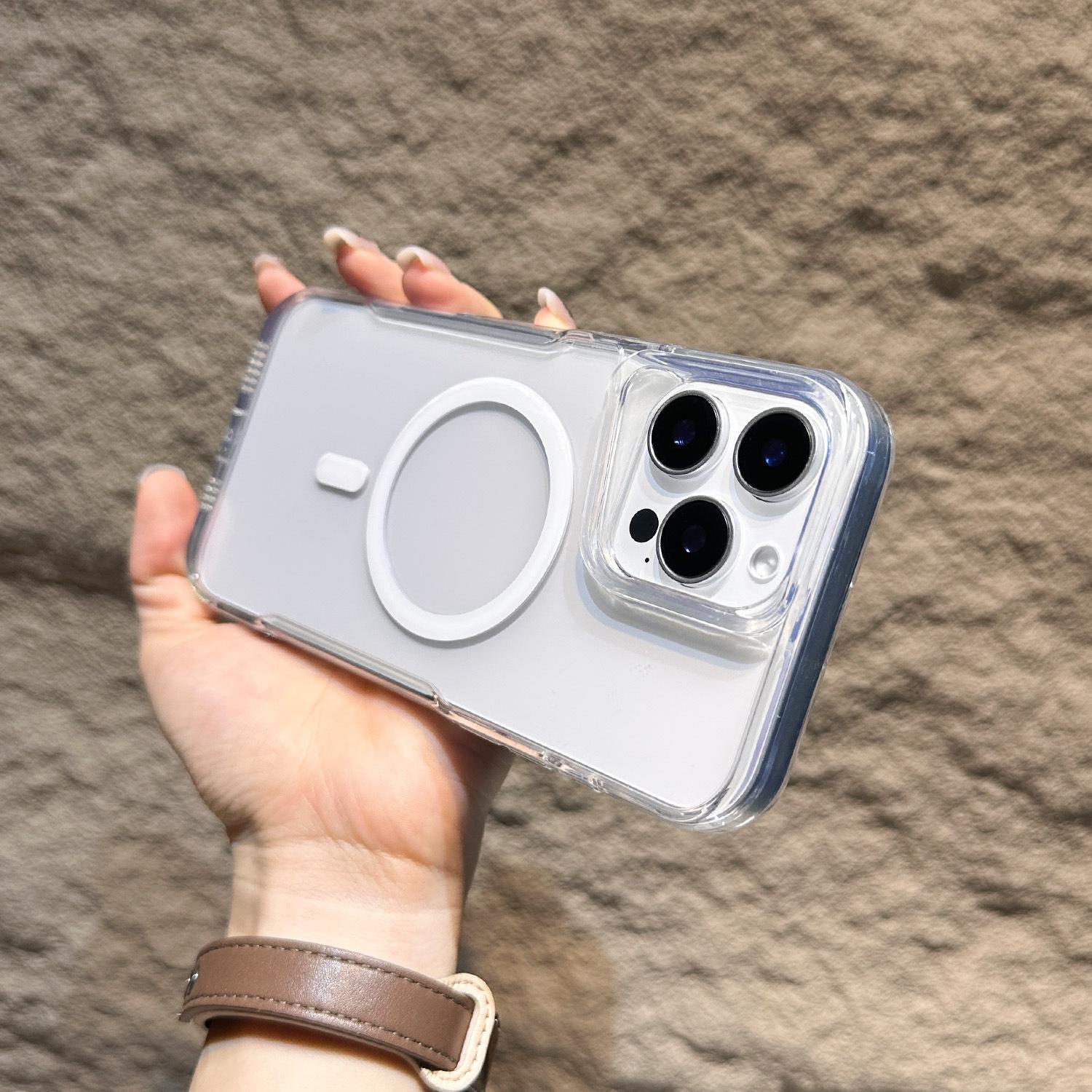 

Applicable To IPhone16promax Small Waist Transparent Magnetic Phone Case Apple 15 Advanced Sense TPU Protection Case iPhone 16