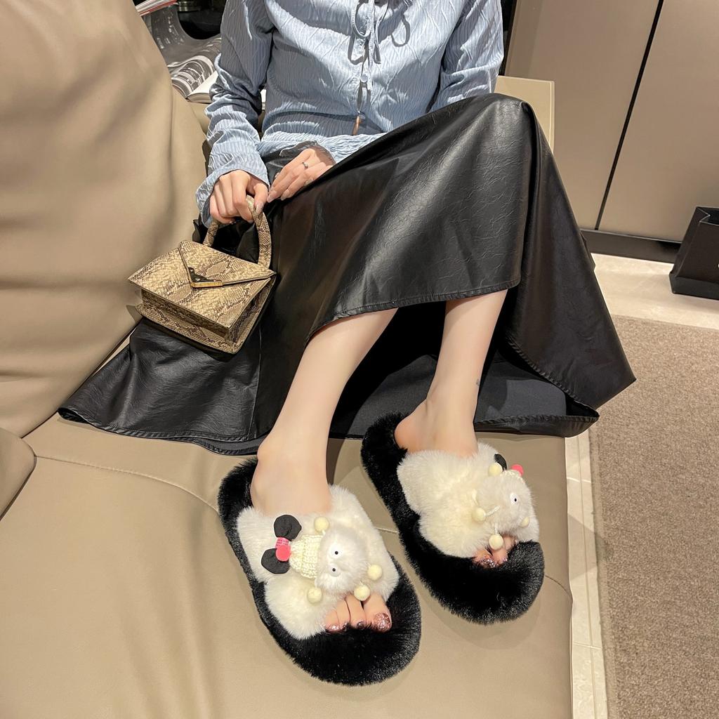 Herbst und Winter neue Damen Baumwollpantoffeln Zuhause Indoor rutschfest Cartoon niedlich kleine Kohlekugeln Koreanische Version Mode vielseitig Oberbekleidung