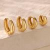 Classic Hoop Earrings for Women Girls Gold Color Chunky Stainless Steel Earrings 2025 Trend New In Minimalist Ear Jewelry Aretes