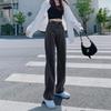 Adjustable High Waist Women's Jeans - 2021 Autumn Korean Style, Slimming Straight Wide-Leg Floor-Length Pants