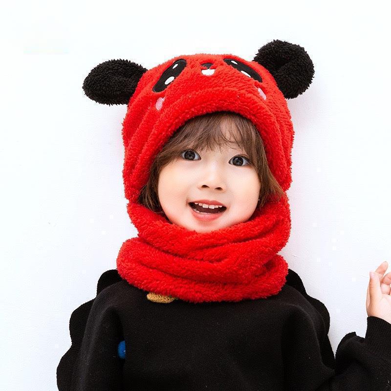1-3PCS Fashionable Warm Cartoon Animal Winter Hat Set for Boy and Girl Windproof Soft Hat Scar for Kids School Essential