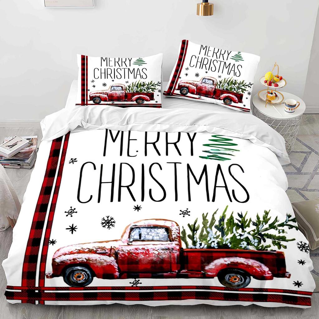 Christmas Series Three-Piece Bedding Digital Printing Christmas Letter Quilt Set