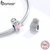 BAMOER 925 Sterling Silver Owl Mom and Baby Hedgehog Pets Metal Charm for Original Bracelet Fine Jewelry