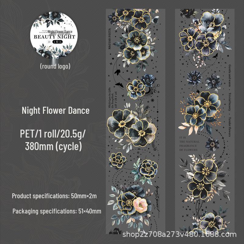 Ketchup Girl Dark Night Series: Hot Stamping PET Scenery Tape for Journal Decoration