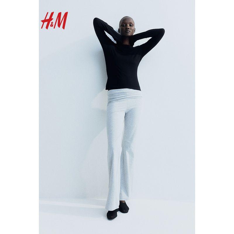 

HM Women s t-shirt Summer Breathable Comfortable Soft Slim fit off-Shoulder Long sleeve Top 1243233 Black 155/80(XS)