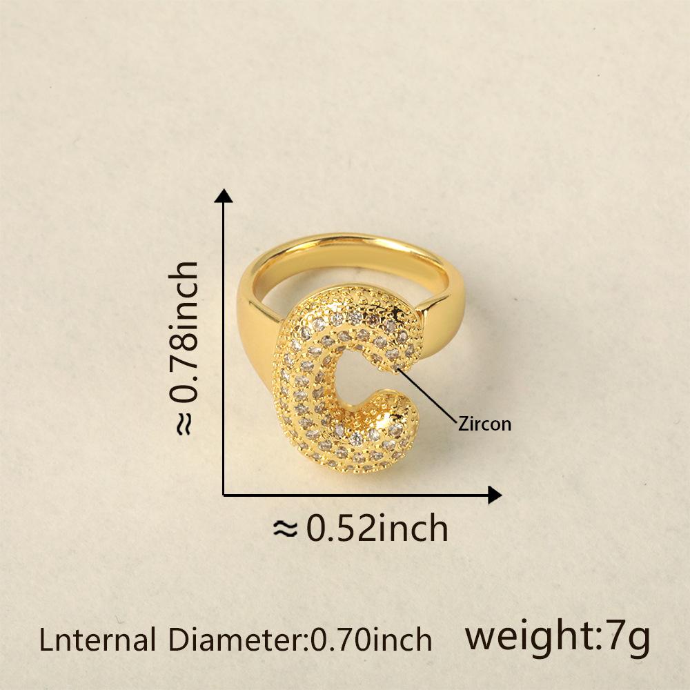 26 Letter Open-Ended Zircon Ring INS Minimalist Series Gift For Friends