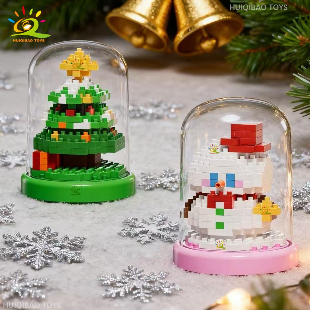Christmas Tree Santa Claus Penguin Model Building Block DIY Snowman Bricks Toys Children Adult Desktop Ornament Gift