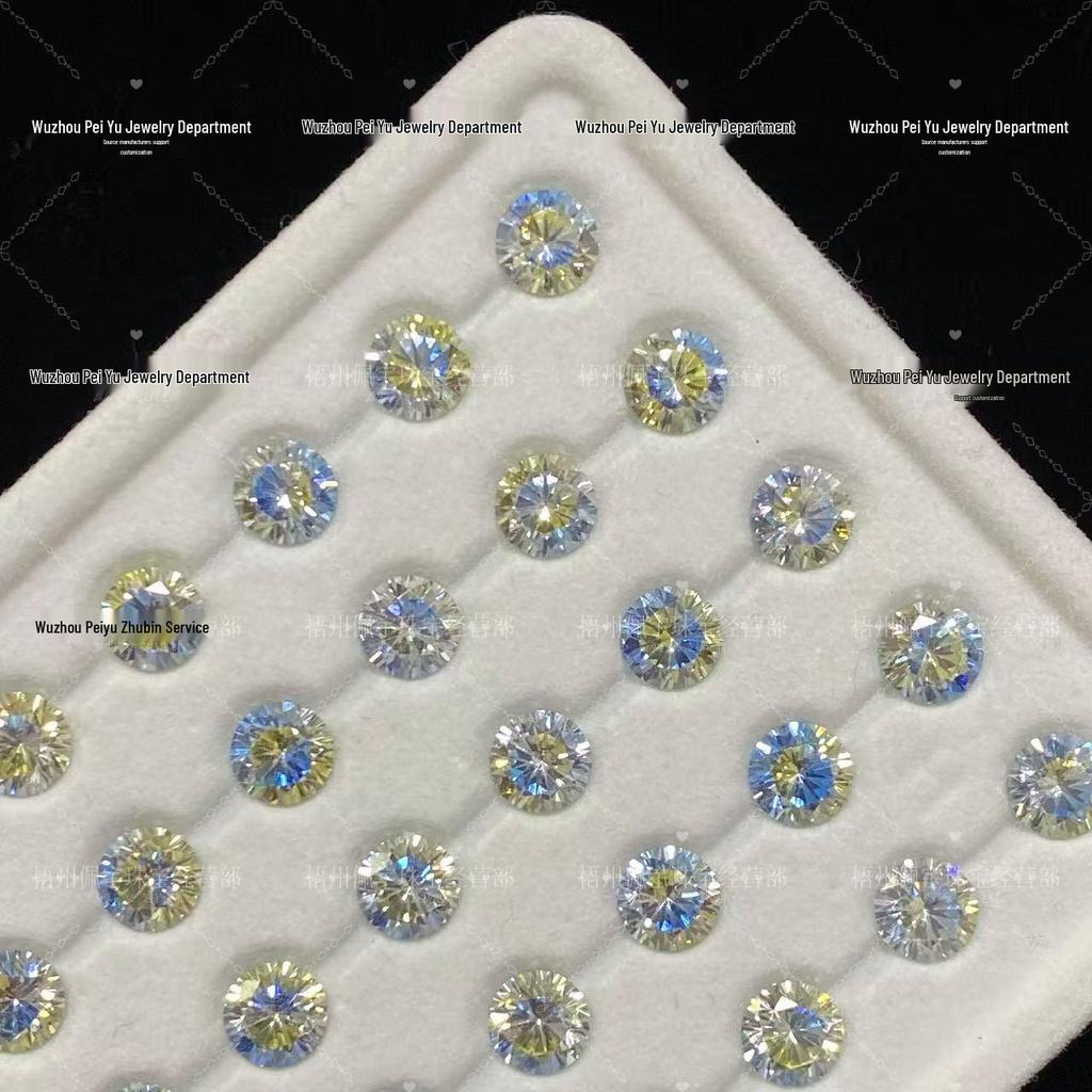 6/8mm Round Gradient Zircon Earrings: Sparkly DIY Nail Art Jewelry with Eight Hearts & Arrows Design