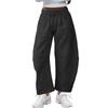 Women's Barrel Leg Sweatpant Drawstring Elastic Waisted Wide Leg Pants Casual Cotton Palazzo Trousers With Pockets