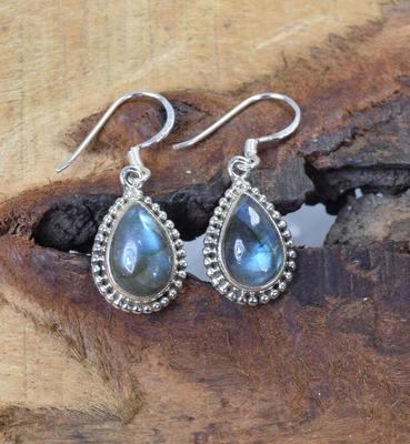 Solid 925 Sterling Silver Labradorite Gemstone Dangle Earring Women Gift Birthstone Earrings