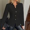 Damen Modische Einfarbige Langärmlige Lässige Strickjacke mit Knöpfen