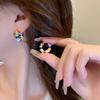 French Romantic Retro Enamel Round Gold Color Ear Buckle  New Hoop Earrings for Womens Fashion Luxury Jewelry