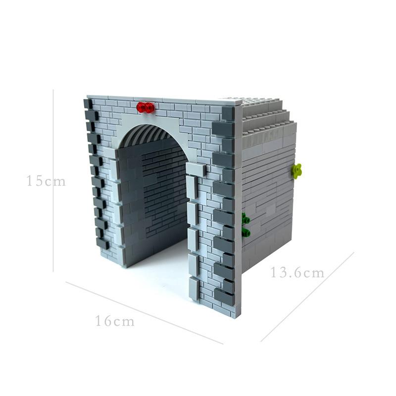 MOC Kreativa Expert Idéer Stadståg Tunnel Grotta Bro Järnvägsexpress Byggstenar Byggklossar DIY Leksaker för barn presenter