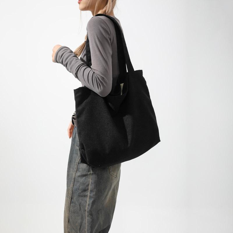 Koreanische Version von großer Einkaufstasche lässige Handtasche Cord-Tragetasche einfache Retro-Schultertasche für Damen