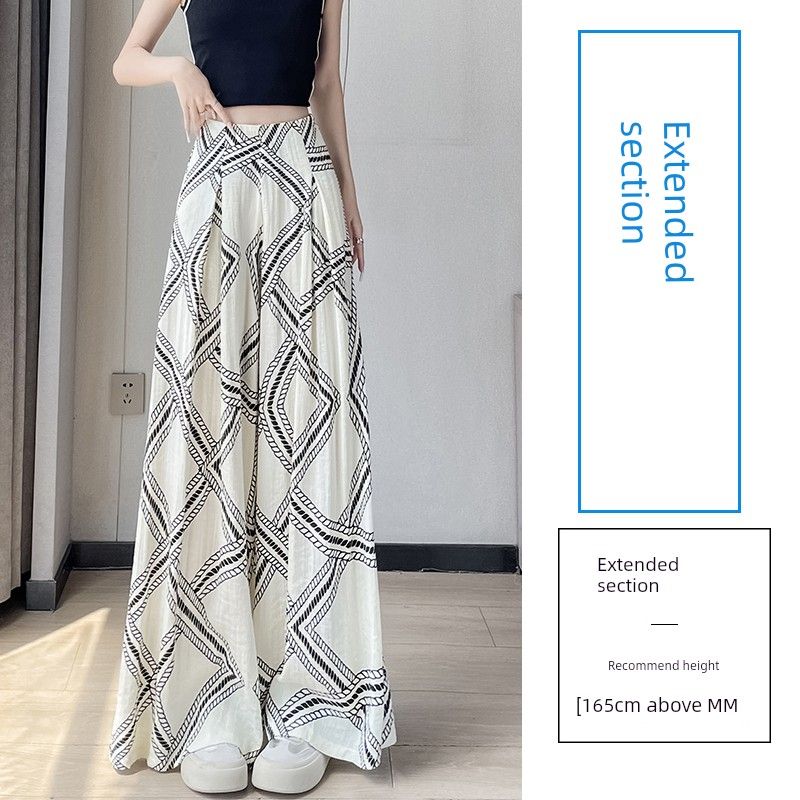 

K-style Old Money Style Ice Silk Linen Wide-Leg Pants Pocket Elastic High Waist Anti-Wrinkle Straight-Leg Pants Drape Casual Mopping Pants Picture color extension M