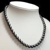 Akoya Pearl Black Necklace Natural Pearl Jewelry High-Luster Approx.40cm 7.0mm–7.5mm 33.2g Silver Clasps w/Box