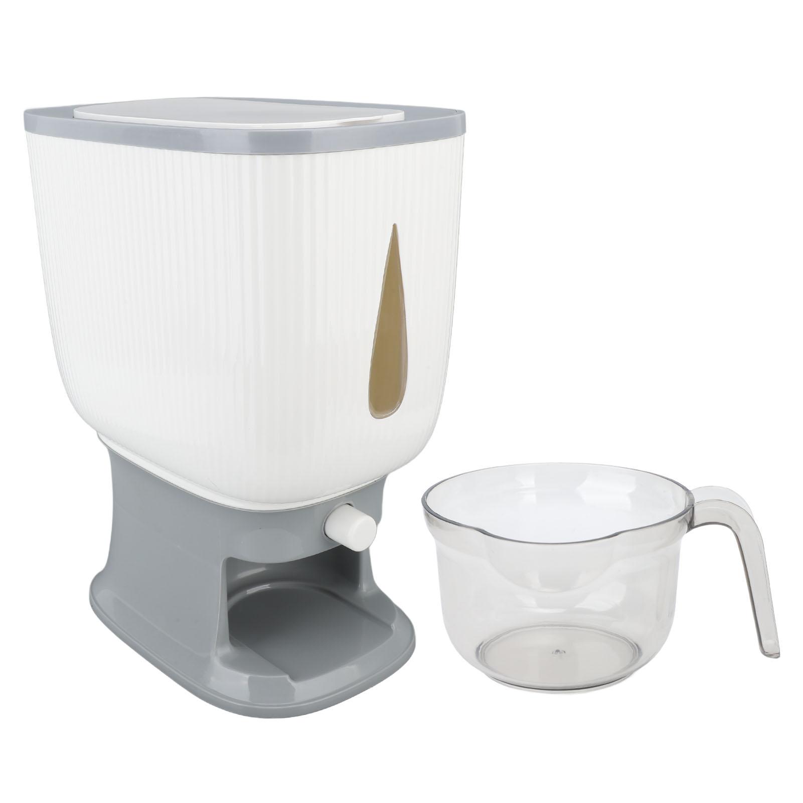 

Диспенсер для рису з мірним стаканчиком ємністю 10 кг, стабільний, прозорий, багатоцільовий для домашньої кухні L сірий