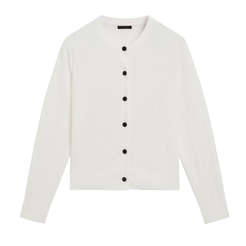 MD Spring New Casual Normcore Temperament Commute Gray round-Collar Knitting Cardigan Short Coat 5628516