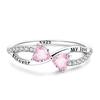 925 Sterling Silver Women Rings Forever My Love Pink Zirconium Ring Wedding Rings for Engagement Jewelry Anniversary Gift