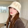 Sweet Floral Knitted Bucket Hat Retro Warm Fisherman Hat Jacquard Woolen Hat  Autumn and Winter