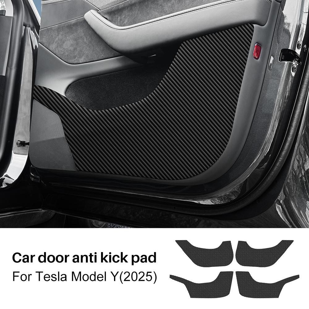 Suede Leather Anti-Kick Door Sticker for Tesla Model 3 Model Y 2017-2026 Interior Protection