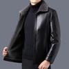 New Men's Leather Jacket Winter Plush Dad's Oversized Middle-aged and Elderly Motorcycle Jacket Men's Leather Jacket