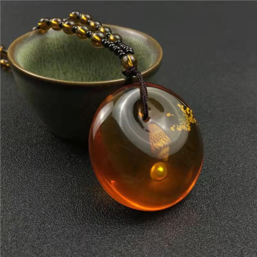 Bohemia National Style Amber Brine Beeswax Beads Necklace Trendy Elegant Plant Fossils Necklace Women Fashion