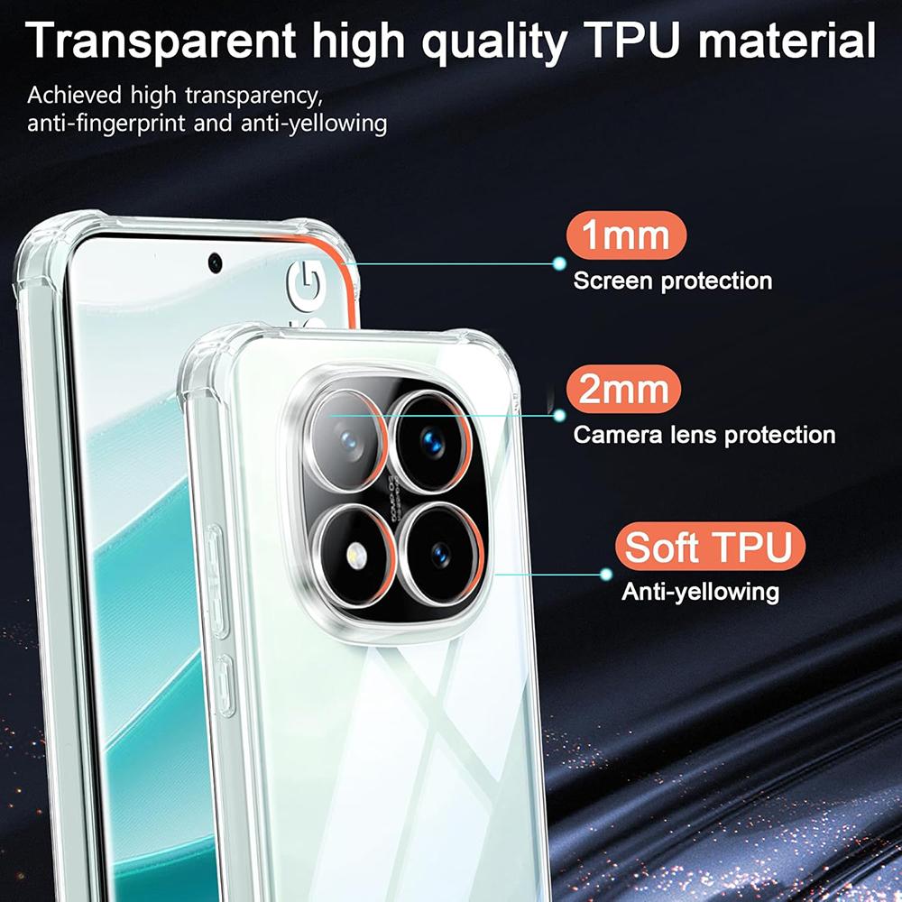 Four-corners Shockproof Silicone Case For Xiaomi Redmi Note 14 Soft Ultra Thin Cover Transparent Cover Shell For Note 14 Pro+