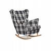 Fotel uszak Winston bujany skandynawski FamilyMeble krata granatowo - biała