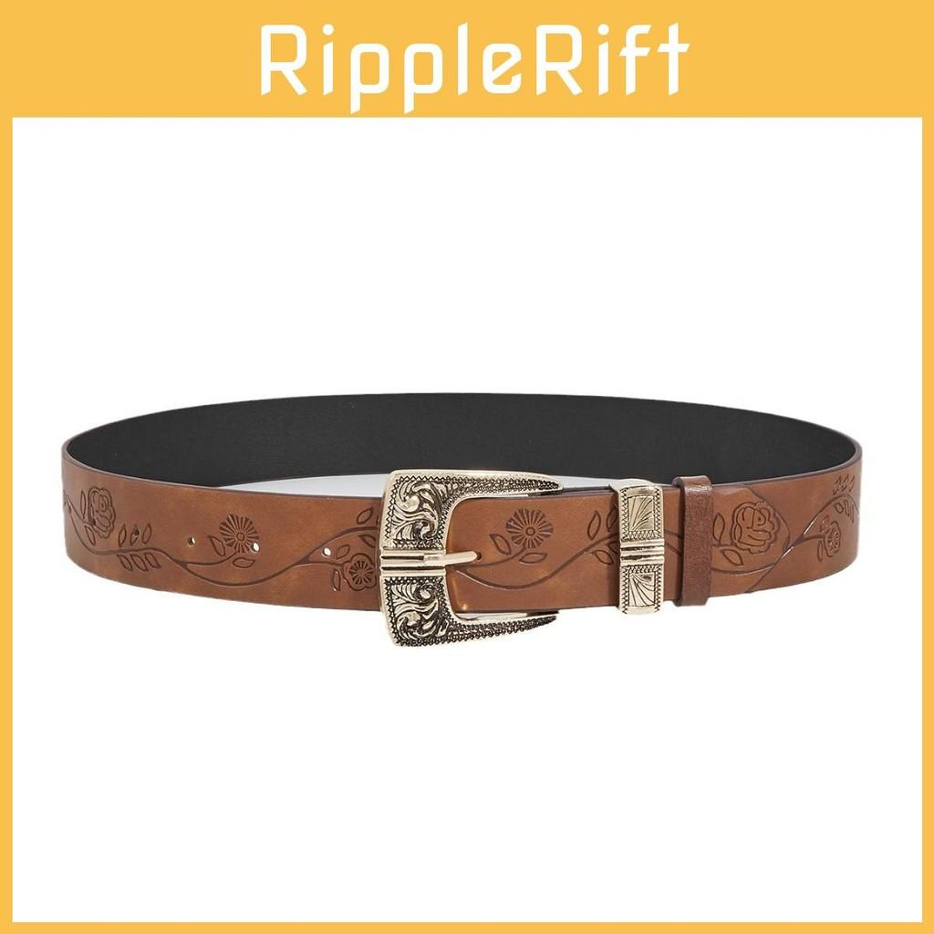 Fashion Pattern Flower Metal Buckle Decoration Women Casual Belt For Daily Use