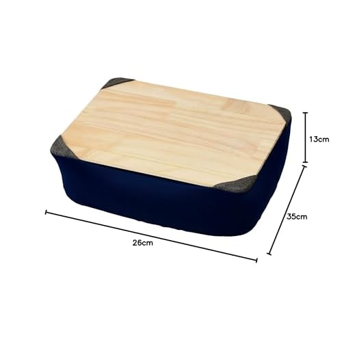 YAMAZEN Bead Cushion (Knee Table) with Removable Top, Washable Cover, Refillable Beads, and Case, Navy Blue, PC Table, AHT-3526(NV)