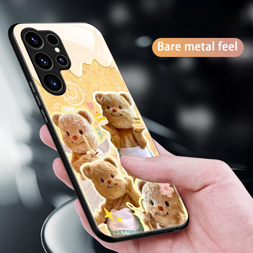 Brand B-Butter Bear Cartoon Phone Case For Samsung S26 S25 S24 S23 S22 S21 S20 Plus Ultra Glass Magnetic Case