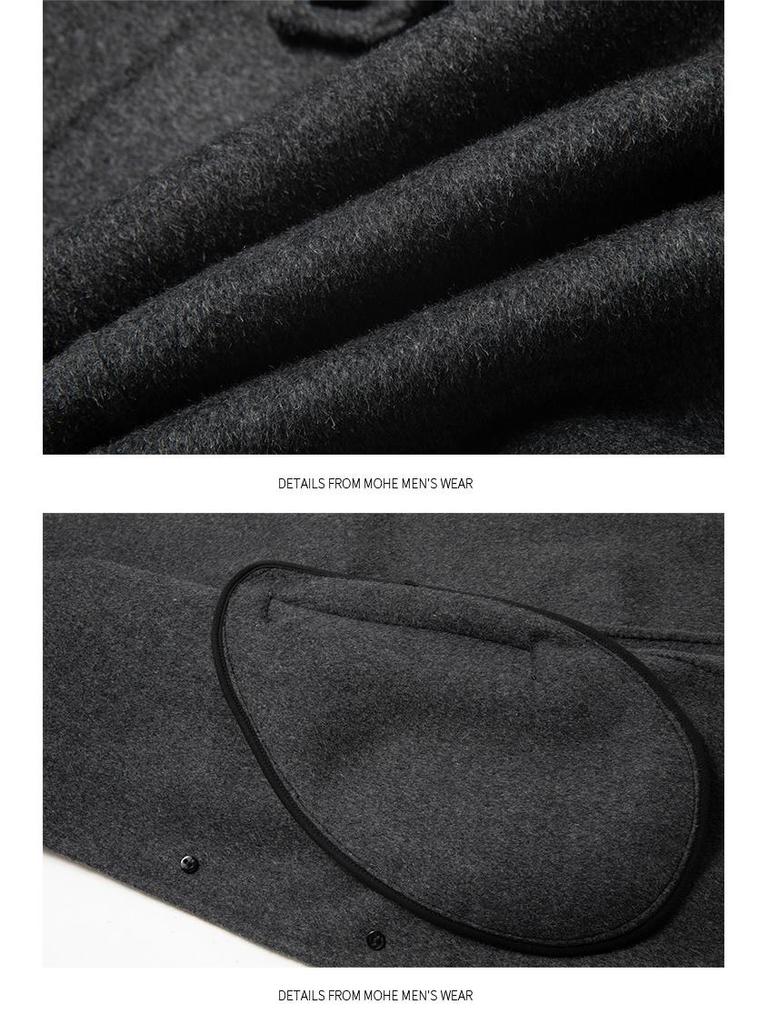 Men's Mid-Length High-End Woolen Trench Coat - Autumn/Winter Warmth