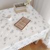 Korean Style Small Daisy Cotton Floral Tablecloth,Tea Table Decoration,Rectangle Table Cover For Kitchen Wedding Dining Room