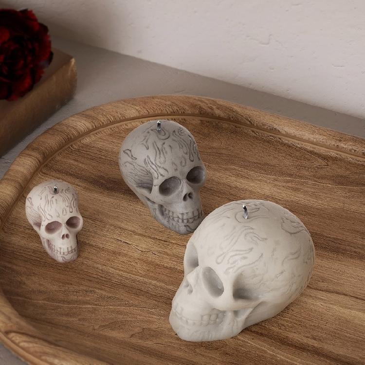 Skull Shape Gypsum Molds Scented Candle Silicone Mold Concrete Cement Crafting Mold Table Ornament Halloween Decorations