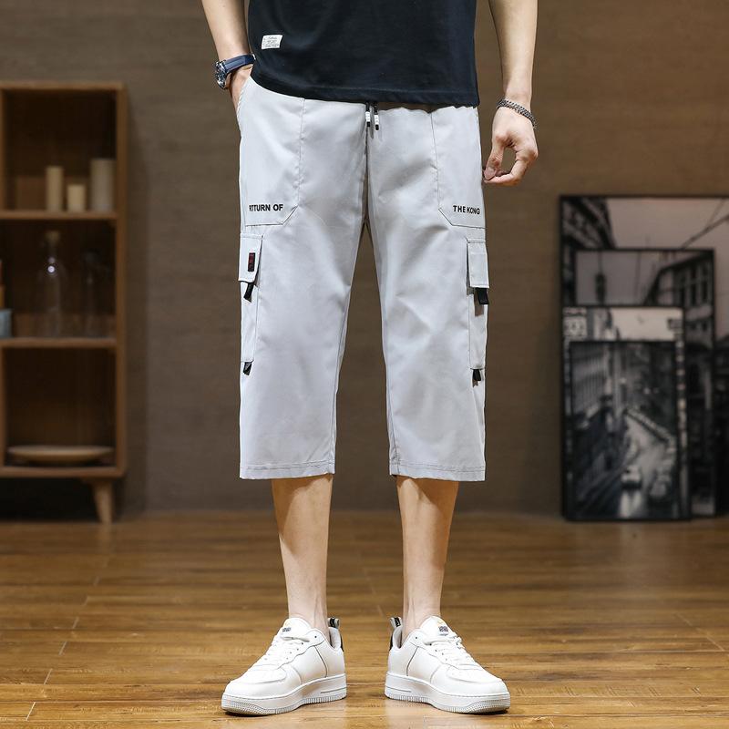 Men's Ice Silk Loose Casual Shorts Summer Sportswear Seven-Foot Pants Comfortable Breathable Men's Leisure Trousers