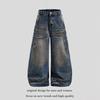 American Baggy Streetwear Jeans 2026 Retro Distressed Wide Leg Denim Pants Men Women