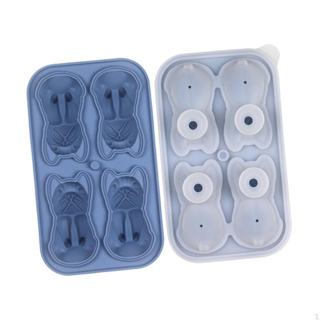 Silicone Chilled Cube Tray DIY Funny 3D Pet Shaped for Lemonade Coffee Drink Blue
