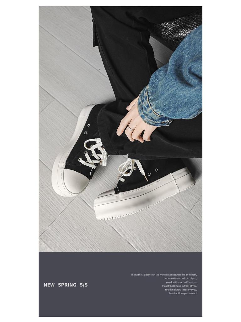 Men's Thick-Soled Height-Boost Canvas Shoes - New Casual High Street Platform Derby X273