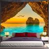 Coastal Cave Vista Wall Tapestry Seaside Escape Home Decoration  Hotel Wall Hanging for Living Room Background Cloth Bedroom