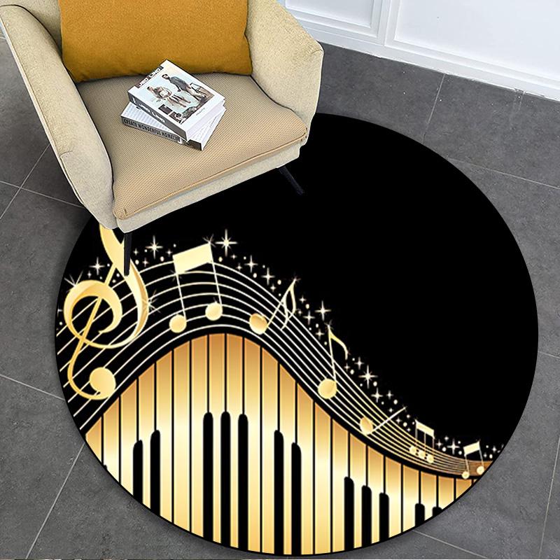 1Pc Staff music Circular Print Rug - home decoration Carpet For Living Room Bedroom Flooring Computer Chair Area Rug