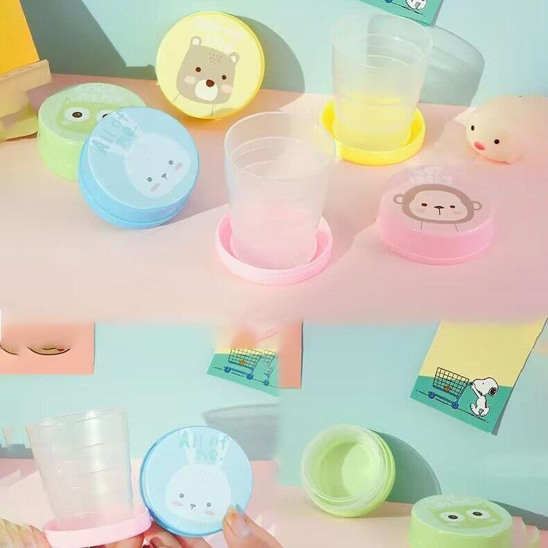 Outdoor Portable Cup, Foldable Water Cup, Mouthwash Cup, Telescopic Cup, Cartoon Travel Folding Cup, Travel Compression Cup