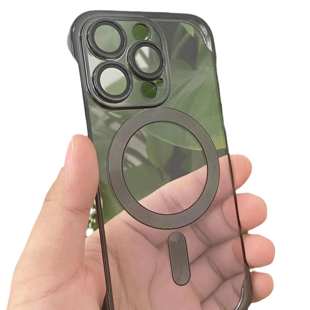 

Applicable To IPhone 15 Mobile Phone Case Transparent PC Plating Frameless Apple 14 Comes with Lens Film Full-pack Hard Case Apple [15Plus]