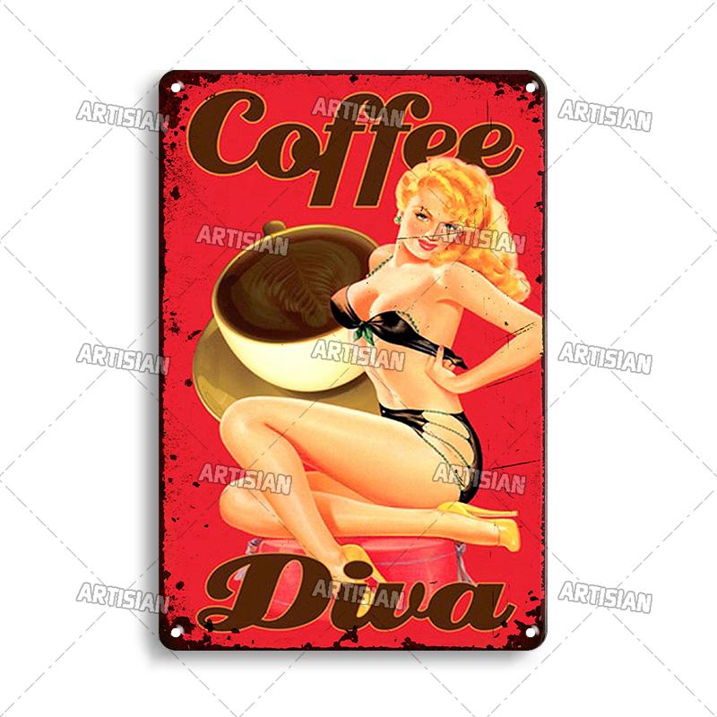 Rusty Coffee Metal Poster Decorative Plate Classic Tea Metal Signs Home Bar Cafe Wall Decor Signs Old Metal Plaque Wall Plate