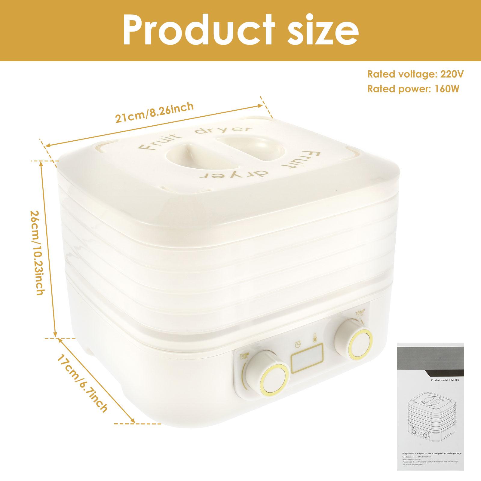 

Дегидратор для пищевых продуктов, 5 лотков, машина для сушки пищевых продуктов, регулируемая температура, машина для сублимационной сушки, тихая сублимационная сушилка с ЖК-дисплеем и таймером белый